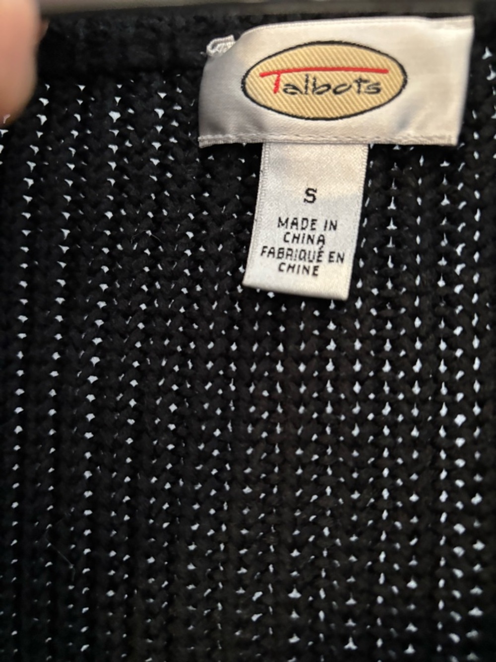 Talbots Black Ribbed Button-Front Cardigan - Picture 2 of 8